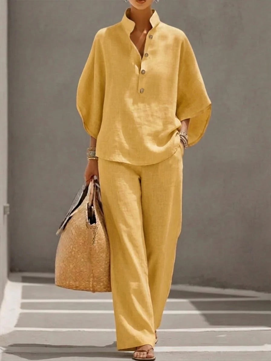 MELISA | TRAJE DE MANGA MURICÉLAGO CON PANTALÓN DE PIERNA ANCHA