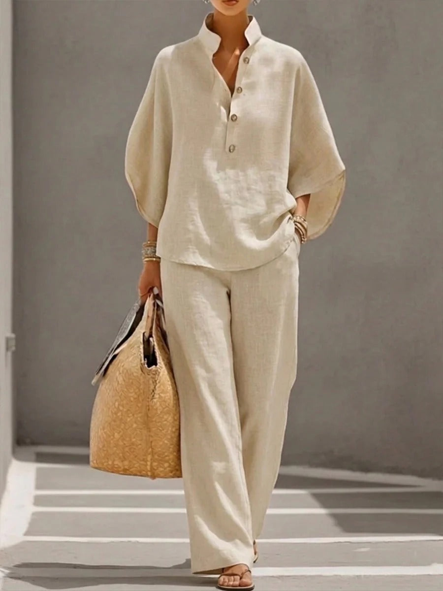 MELISA | TRAJE DE MANGA MURICÉLAGO CON PANTALÓN DE PIERNA ANCHA