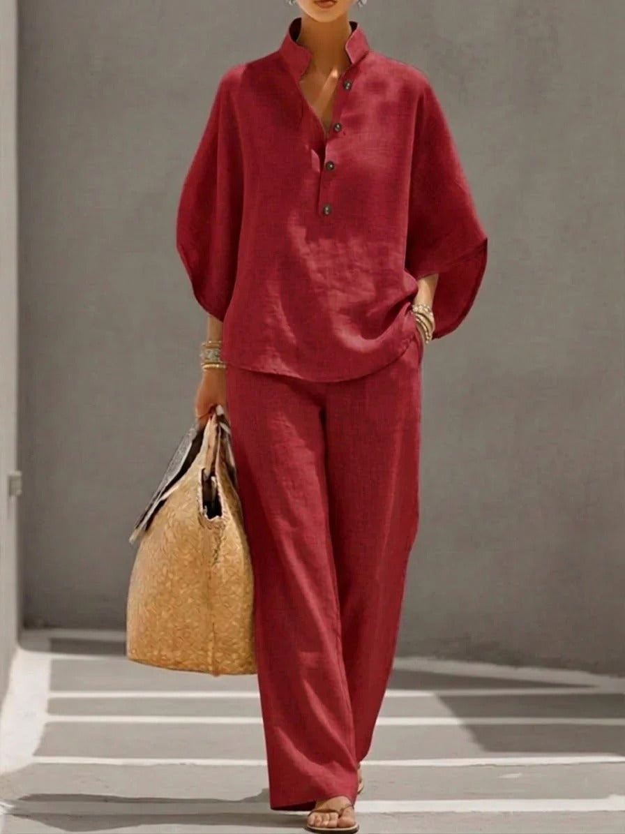 MELISA | TRAJE DE MANGA MURICÉLAGO CON PANTALÓN DE PIERNA ANCHA